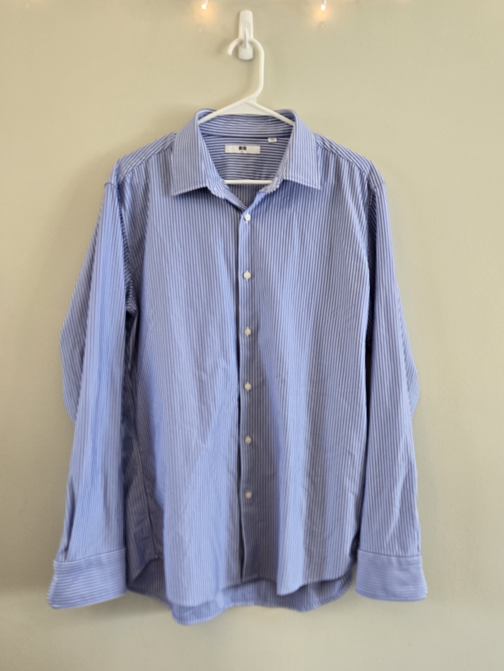 Uniqlo Slim Fit Blue Pinstripe Dress Shirt